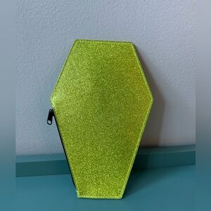 Love Pain and Stitches Pumpkin Kult Green Glitter coffin shaped coin bag 🎃 ⚰️